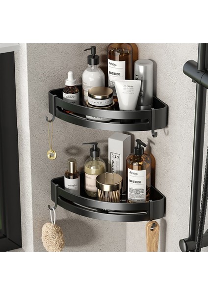 Kumral Stili Banyo Rafları No-Matkap Duvara Montaj Köşe Raf Duş Depolama Raf Tutucu Wc Şampuan Organizatör Banyo Aksesuarları (Yurt Dışından) indirimleri