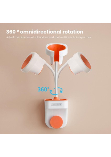 Beyaz Stil Saç Kurutma Makinesi Tutucu Saç Kurutma Makinesi Tutucu Banyo Tedarik Ortak Kalibre 360 Derece Dönme Ayarlanabilir Kolay Erişim Yumruksuz Duvar Mo (Yurt Dışından) fırsatları