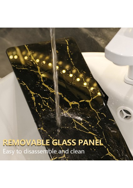 Siyah Stil Lüks Banyo Rafı Sondaj Olmadan Demir Duvar Rafı Mermer Tarzı Cam Tabak Makyaj Kutusu Raf Banyo Aksesuarları (Yurt Dışından) fırsatları