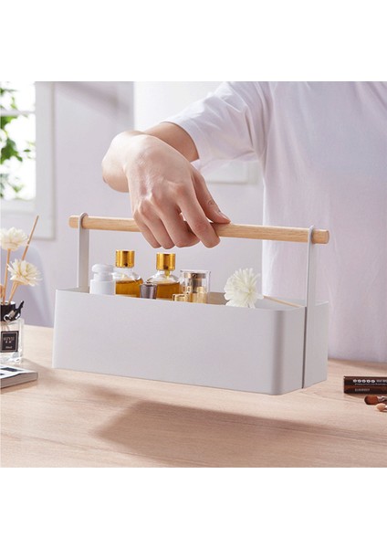 Beyaz Stil Makyaj Kreş Masası Için Depolama Tutucu Ev Banyo Mutfak, Caddy Ev Depolama Kolu Organizatör, Çelik + Ahşap (Yurt Dışından) indirimleri