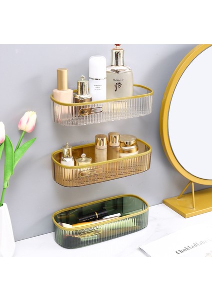 Bir Stil Akrilik Banyo Rafları Şeffaf Duş Depolama Tutucu Organizatör Sondaj Yok Duvara Monte Yüzen Banyo Şampuan Rafı (Yurt Dışından) fiyatları