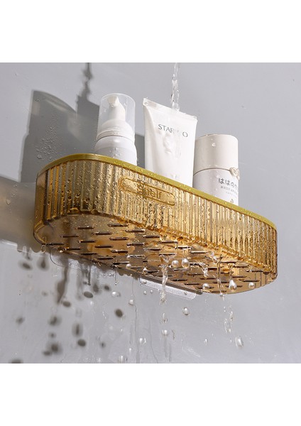 Bir Stil Akrilik Banyo Rafları Şeffaf Duş Depolama Tutucu Organizatör Sondaj Yok Duvara Monte Yüzen Banyo Şampuan Rafı (Yurt Dışından) modelleri