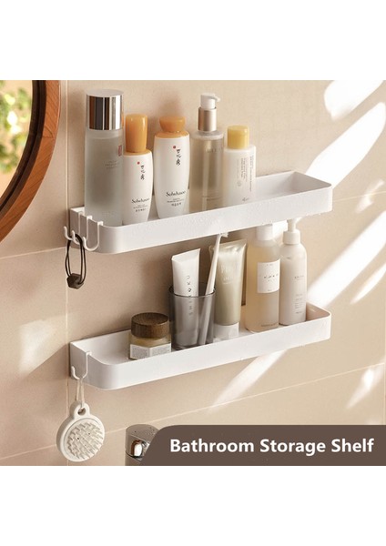 30CM Tarzı Delme Yok Banyo Depolama Rafı Duvara Monte Duş Rafı Şampuan Makyaj Organizatör Raf Banyo Tuvalet Rafı 2 Kanca ile (Yurt Dışından) fiyatları