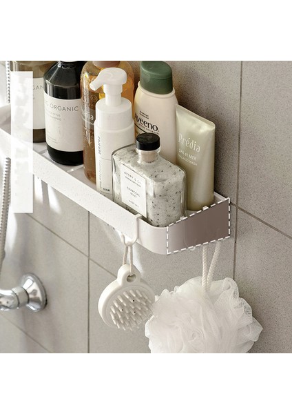 30CM Tarzı Delme Yok Banyo Depolama Rafı Duvara Monte Duş Rafı Şampuan Makyaj Organizatör Raf Banyo Tuvalet Rafı 2 Kanca ile (Yurt Dışından) indirimleri