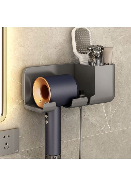 Gri1 Tarzı Duvara Monte Saç Kurutma Makinesi Tutucu Banyo Depolama Tutucu Punch-Ücretsiz Tuvalet Raf Banyo Aksesuarları Saç Fırçası Depolama Braketi (Yurt Dışından) fiyatları