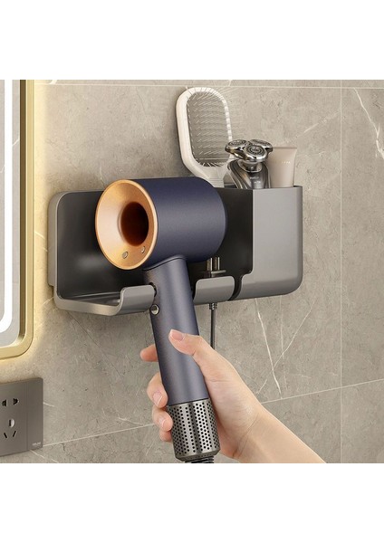 Gri1 Tarzı Duvara Monte Saç Kurutma Makinesi Tutucu Banyo Depolama Tutucu Punch-Ücretsiz Tuvalet Raf Banyo Aksesuarları Saç Fırçası Depolama Braketi (Yurt Dışından) modelleri