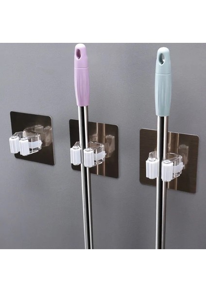 Beyaz Stil Duvara Monte Paspas Organizatör Tutucu Kanca Fırça Süpürge Askı Ev Depolama Rafı Banyo Emme Asılı Boru Kancaları (Yurt Dışından) fırsatları