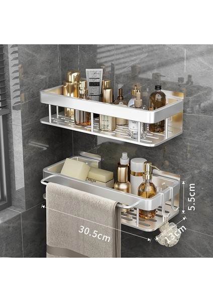 Gümüş Tarzı Banyo Rafı Matkapsız Duvara Montaj Köşe Rafları Şampuan Havlu Tutucu Mutfak Depolama Rafı Alüminyum Banyo Aksesuarları (Yurt Dışından) fiyatları