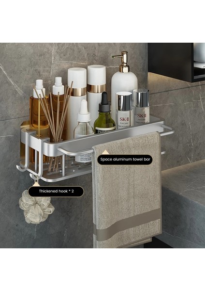 Gümüş Tarzı Banyo Rafı Matkapsız Duvara Montaj Köşe Rafları Şampuan Havlu Tutucu Mutfak Depolama Rafı Alüminyum Banyo Aksesuarları (Yurt Dışından) fırsatları