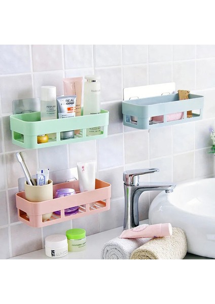 E Tarzı Banyo Köşe Duş Rafı Tuvalet Yapışkanlı Şampuan Jeli Depolama Sepeti Duvar Asılı Banyo Rafı Başucu Çeşitli Eşyalar Saklama Kutusu (Yurt Dışından)