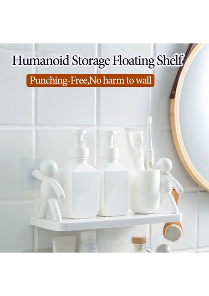 Beyaz Stil Banyo Rafı Duş Depolama Rafı Sabun Şampuan Organizatör Sevimli Beyaz Bebek Rafları Hiçbir Sondaj Kozmetik Tutucu Ev Dekor (Yurt Dışından) modelleri