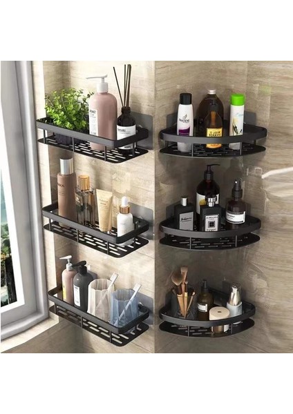 Bordo Tarzı Duvara Monte Banyo Rafları Sondaj Olmadan Köşe Raf Organizatör Şampuan Depolama Rafı Mutfak Rafı Banyo Aksesuarları (Yurt Dışından) fırsatları