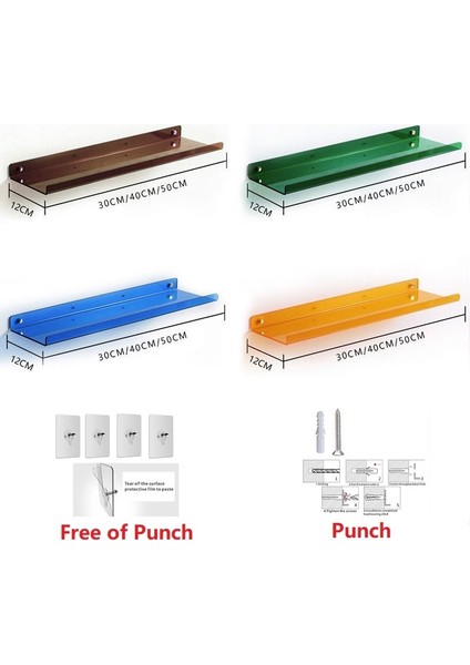 50X12CM Tarzı Yumruk Renkli Akrilik Depolama Rafı Duvara Monte Delikli Depolama Rafı Mutfak Banyo Yatak Odası Duvar Banyo Malzemeleri Ekran Standı (Yurt Dışından) fiyatları