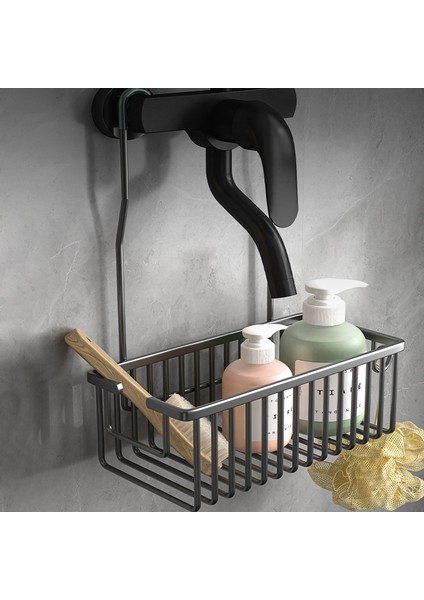 Gri Tarzı Alüminyum Banyo Rafı Sondaj Olmadan, Duş Rafı Rafları Şampuan Tutucu, Sepet Depolama Organizatör Banyo Aksesuarları (Yurt Dışından)