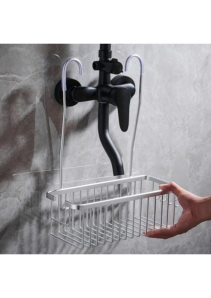 Gri Tarzı Alüminyum Banyo Rafı Sondaj Olmadan, Duş Rafı Rafları Şampuan Tutucu, Sepet Depolama Organizatör Banyo Aksesuarları (Yurt Dışından) fırsatları