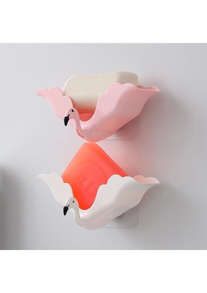 Beyaz Stil Duvara Monte Flamingo Şekli Sabunluk Karikatür Punch-Ücretsiz Karikatür Sabun Kutusu Banyo Malzemeleri Depolama Sabunluklar Tepsi (Yurt Dışından) fırsatları