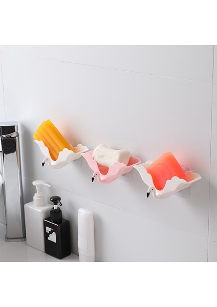 Beyaz Stil Duvara Monte Flamingo Şekli Sabunluk Karikatür Punch-Ücretsiz Karikatür Sabun Kutusu Banyo Malzemeleri Depolama Sabunluklar Tepsi (Yurt Dışından) indirimleri