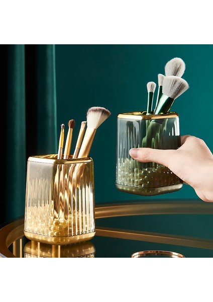 Sarı Stil Hafif Lüks Makyaj Organizatörler Kozmetik Fırça Organizasyonu Kozmetik Saklama Kutusu Makyaj Fırça Tutucu Banyo Aksesuarları (Yurt Dışından) modelleri