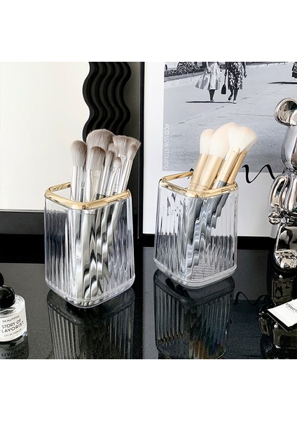 Sarı Stil Hafif Lüks Makyaj Organizatörler Kozmetik Fırça Organizasyonu Kozmetik Saklama Kutusu Makyaj Fırça Tutucu Banyo Aksesuarları (Yurt Dışından) fırsatları