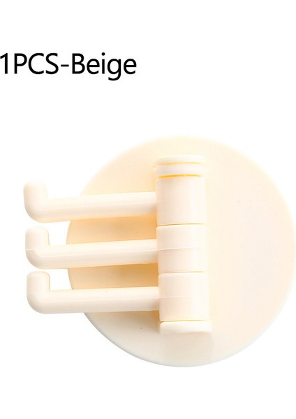 1 Adet-Bej Tarzı 3 Renkli Dönebilen Kendinden Yapışkanlı Abs Kanca Yumruksuz Duvar Kapı Giyim Asılı Tutucu Mutfak Banyo Depolama Yapışkan Raf (Yurt Dışından)