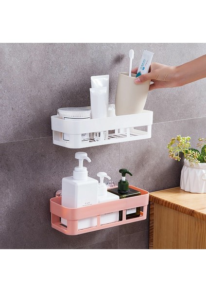 Haki Tarzı Banyo Duvara Monte Plastik Depolama Raf Saklama Kutusu Şampuan Tepsi Standı Tek Katmanlı Ücretsiz Delme Raf Organizatör (Yurt Dışından) fırsatları