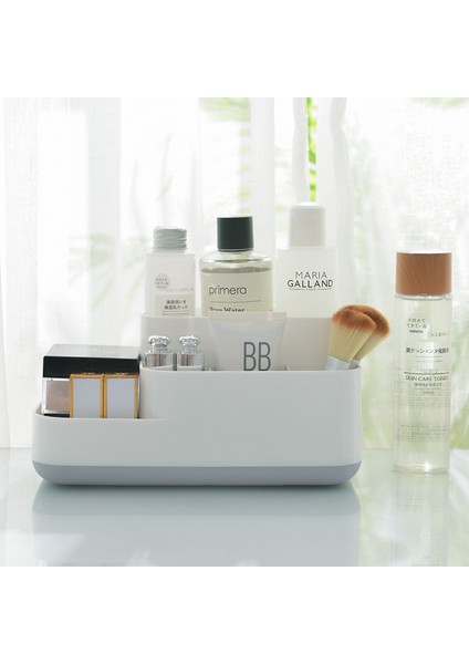 Gri Tarzı Plastik Makyaj Organizatör Banyo Saklama Kutusu Kozmetik Organizatör Ofis Masaüstü Makyaj Takı Saklama Kutusu Çeşitli Eşyalar Konteyner (Yurt Dışından) fırsatları