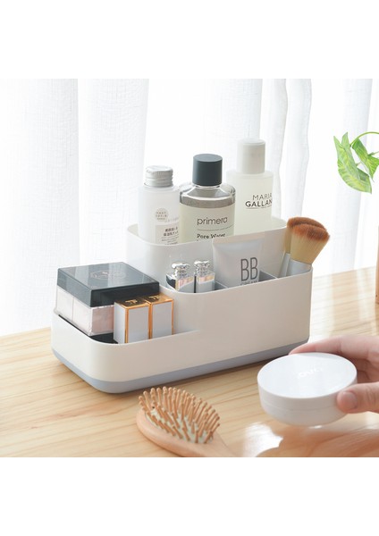 Gri Tarzı Plastik Makyaj Organizatör Banyo Saklama Kutusu Kozmetik Organizatör Ofis Masaüstü Makyaj Takı Saklama Kutusu Çeşitli Eşyalar Konteyner (Yurt Dışından) indirimleri