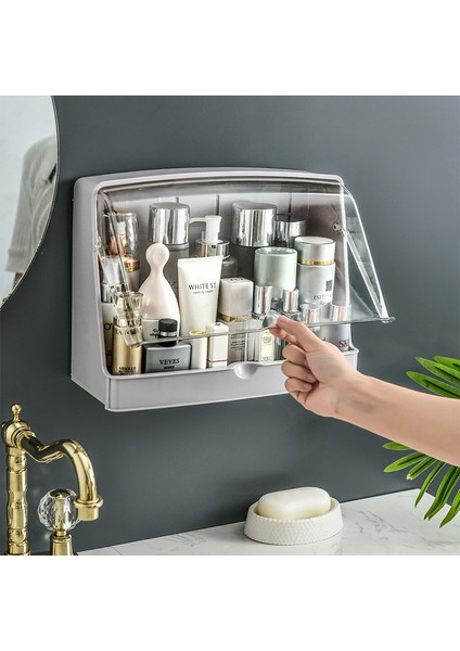 Beyaz Stil Duvara Monte Depolama Rafı Delme Yok Su Geçirmez ve Toz Geçirmez Banyo Mutfak Büyük Kapasiteli Depolama Rafı Saklama Kutusu Plastik (Yurt Dışından) fiyatları