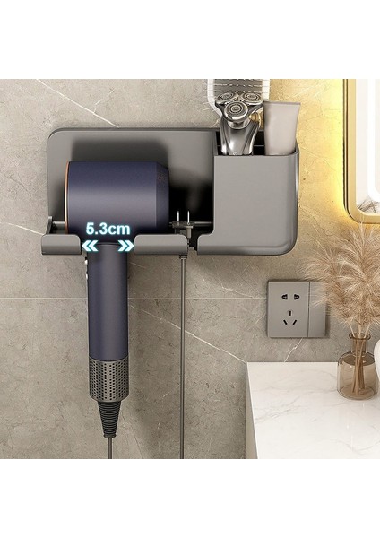 Gri2 Tarzı Depolama Tutucu Saç Kurutma Makinesi Tutucu Duvara Monte Raf Banyo Raf Depolama Rafları Aksesuarları Raflar Saç Fırçası Depolama Braketi (Yurt Dışından) fırsatları