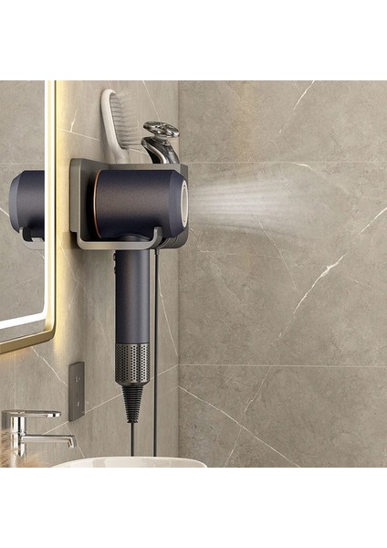 Gri2 Tarzı Depolama Tutucu Saç Kurutma Makinesi Tutucu Duvara Monte Raf Banyo Raf Depolama Rafları Aksesuarları Raflar Saç Fırçası Depolama Braketi (Yurt Dışından) indirimleri