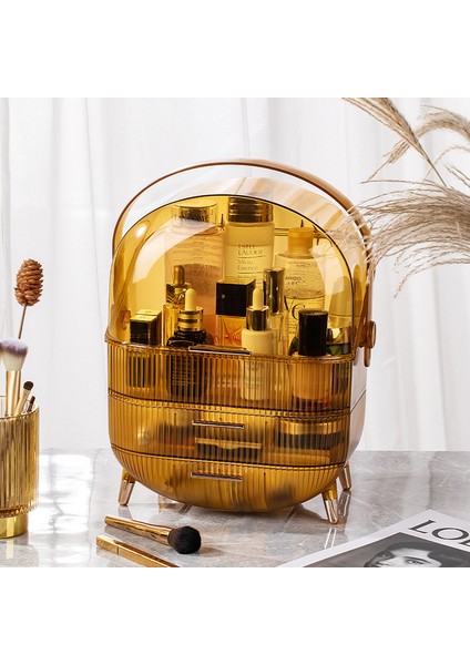 D Tarzı Büyük Kapasiteli Kozmetik Saklama Kutusu Su Geçirmez Toz Geçirmez Banyo Masaüstü Güzellik Makyaj Organizatör Cilt Bakımı Depolama Çekmecesi (Yurt Dışından)