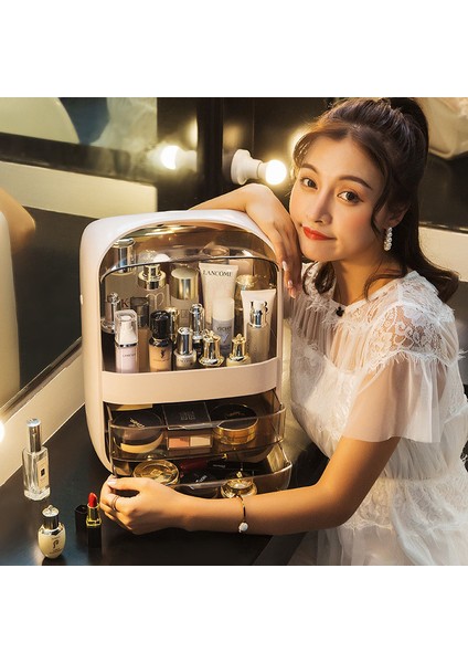 No.5 Tarzı Moda Yeni Makyaj Organizatör Büyük Kapasiteli Su Geçirmez ve Toz Geçirmez Banyo Kozmetik Saklama Kutusu Masaüstü Güzellik Depolama Çekmecesi (Yurt Dışından) modelleri