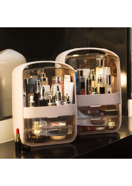 No.5 Tarzı Moda Yeni Makyaj Organizatör Büyük Kapasiteli Su Geçirmez ve Toz Geçirmez Banyo Kozmetik Saklama Kutusu Masaüstü Güzellik Depolama Çekmecesi (Yurt Dışından) indirimleri