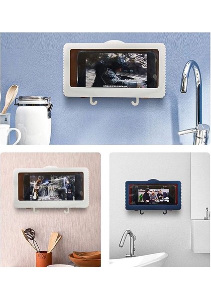 Bir Stil Banyo Cep Telefonu Standı Su Geçirmez Kutu Deliksiz Kurulum Cep Telefonu Saklama Kutusu Kendinden Yapışkanlı Duş Aksesuarları (Yurt Dışından) indirimleri