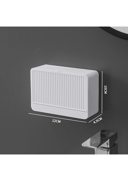 Beyaz Stil Hiçbir Delme Duvar Asılı Çift Kafes Kapaklı Sabun Kutusu Tuvalet Kapağı Sabunluk Banyo Mutfak Sabun Kutusu Bulaşık Depolama (Yurt Dışından)