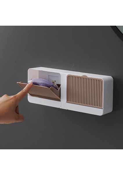 Beyaz Stil Hiçbir Delme Duvar Asılı Çift Kafes Kapaklı Sabun Kutusu Tuvalet Kapağı Sabunluk Banyo Mutfak Sabun Kutusu Bulaşık Depolama (Yurt Dışından) fiyatları
