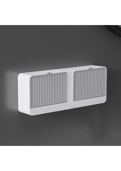 Beyaz Stil Hiçbir Delme Duvar Asılı Çift Kafes Kapaklı Sabun Kutusu Tuvalet Kapağı Sabunluk Banyo Mutfak Sabun Kutusu Bulaşık Depolama (Yurt Dışından) indirimleri