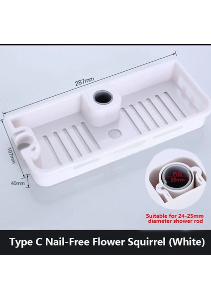 Beyaz Stil M Boyutu Duş Depolama Tutucu Banyo Raf Direği Raflar Şampuan Tepsisi Standı Hiçbir Sondaj Kaldırma Çubuğu Duş Başlığı Tutucu Raf Organizatör (Yurt Dışından)