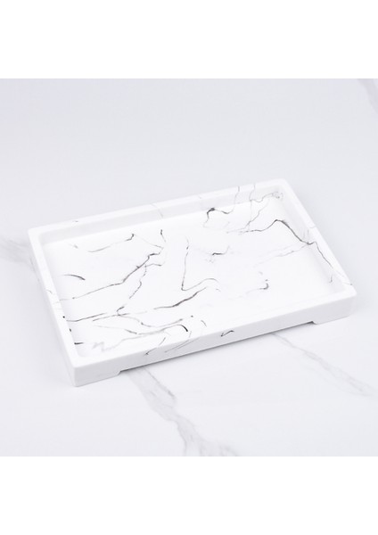 Beyaz Stil Reçine Tezgah Takı Ekran Otel Depolama Tutucu Kare Kozmetik Ev Dekor Mermer Doku Banyo Tepsisi Pratik Kaymaz (Yurt Dışından) fırsatları