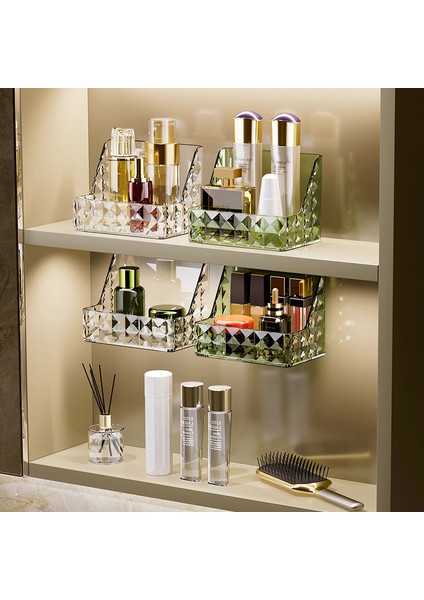 0211-2 Tarzı Lüks Makyaj Organizatör Kutusu Temizle Kozmetik Saklama Kutusu Masaüstü Dresser Organizatör Banyo Duvar Rafları Organizadoe De Maquillaje (Yurt Dışından) indirimleri