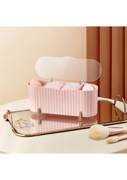 Beyaz Stil Orta Masaüstü Kozmetik Saklama Kutusu Toz Geçirmez Makyaj Organizatör Pamuklu Çubukla Pedleri Güzellik Yumurta Tutucu Banyo Takı Organizatör (Yurt Dışından) modelleri