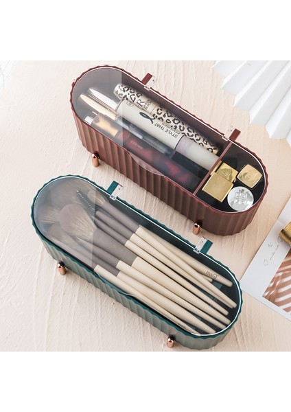 Beyaz Stil Orta Masaüstü Kozmetik Saklama Kutusu Toz Geçirmez Makyaj Organizatör Pamuklu Çubukla Pedleri Güzellik Yumurta Tutucu Banyo Takı Organizatör (Yurt Dışından) fırsatları