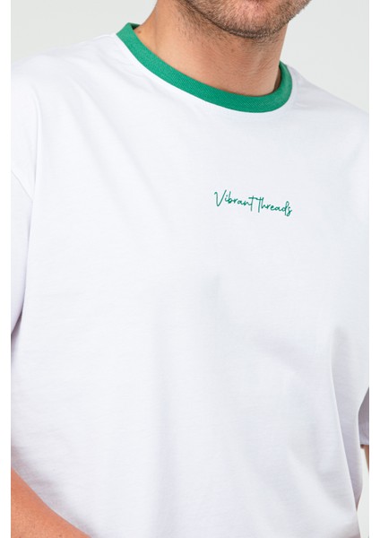 Beyaz - Benetton Yeşili Oversize Bisiklet Yaka Basic Erkek Takım XB0093 fırsatları