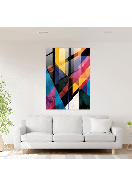 Süprematizm Geometrik Şekiller Cam Baskı - Modern Sanat Duvar Dekorasyonu Cam Tablo 30 x 45 cm modelleri