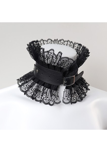 XQ-134 Koyu Goth Tarzı Abartılı Prenses Yaka Gotik Aksesuarlar Siyah Deri Dantel Gerdanlık Vintage Lolita Kolye Estetik Zincir (Yurt Dışından) modelleri