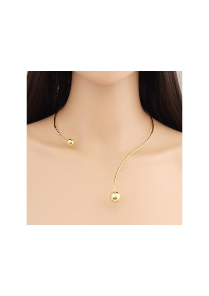 Altın Rengi Shuangshuo Yeni Moda Basit Tork Yaka Kolye Kadınlar Için Kişilik Kadın Yaka Kolye Maxi Chokers (Yurt Dışından)