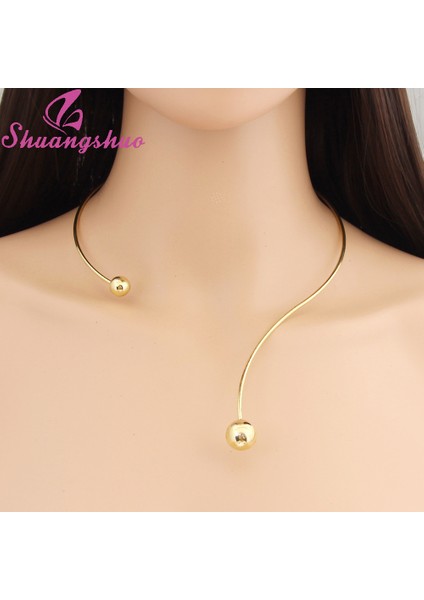 Altın Rengi Shuangshuo Yeni Moda Basit Tork Yaka Kolye Kadınlar Için Kişilik Kadın Yaka Kolye Maxi Chokers (Yurt Dışından) fiyatları