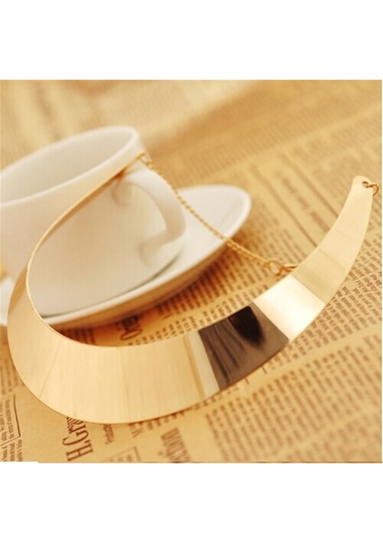 Kunıu Avrupa Sokak Kadın Moda Altın Rengi Geniş Kolye Basit Metal Yaka Kadın Boyun Takı Estetik (Yurt Dışından) fiyatları