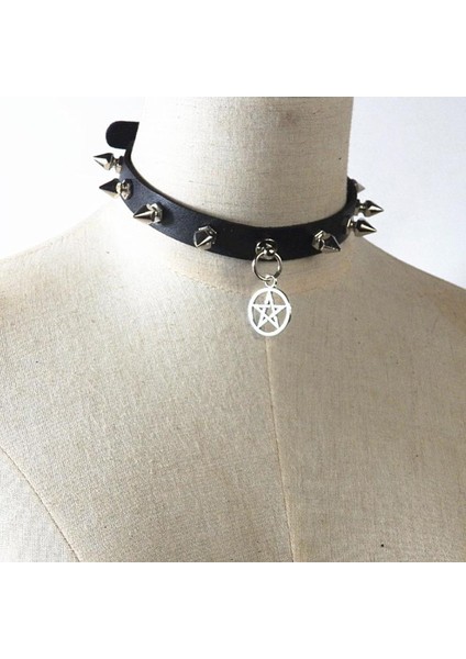 Wt 1 Adet Gotik O-Yuvarlak Başak Gerdanlık Yaka Kadın Koşum Gerdanlık Kolye Kadınlar Için Punk Deri Tasma Kolye Gotik Takı (Yurt Dışından)