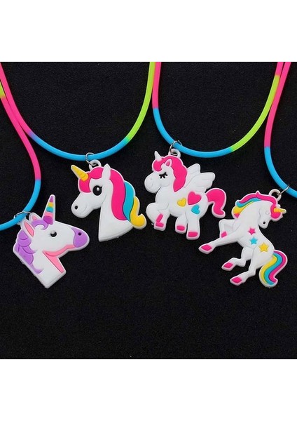 STIL20 1 Adet En Çok Satan Çocuk Takı Pvc Unicorn Bebek Gökkuşağı Kolye Silikon Yaka Karikatür Kolye Kolye (Yurt Dışından)